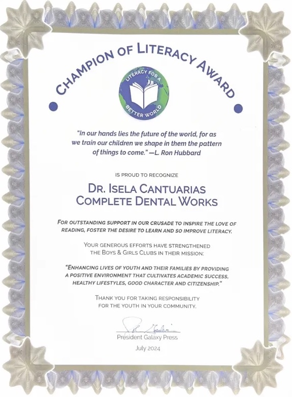 Certificate Champion of Literacy